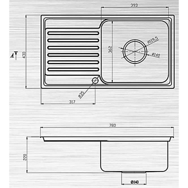 kích thước bồn rửa bát đơn có bàn rửa
